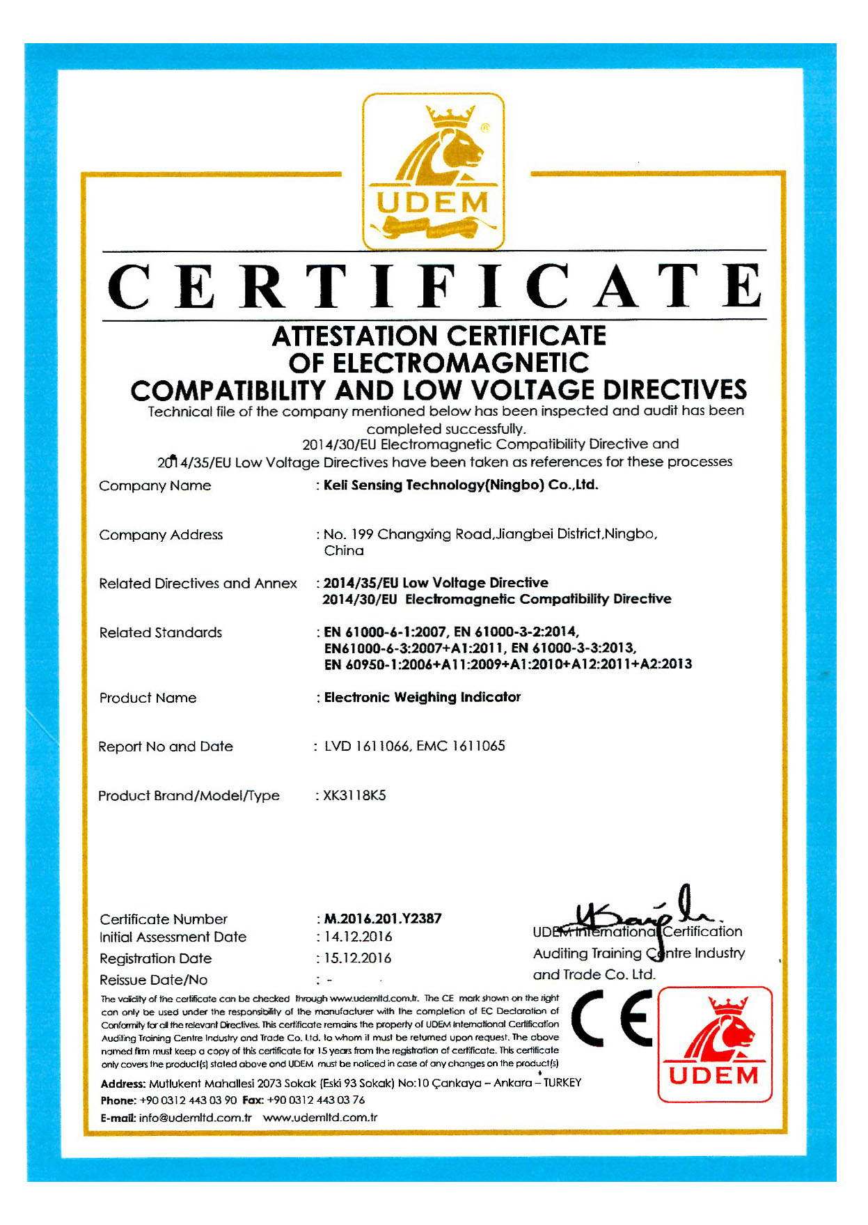 CE��֤ XK3118K5��UDEM��