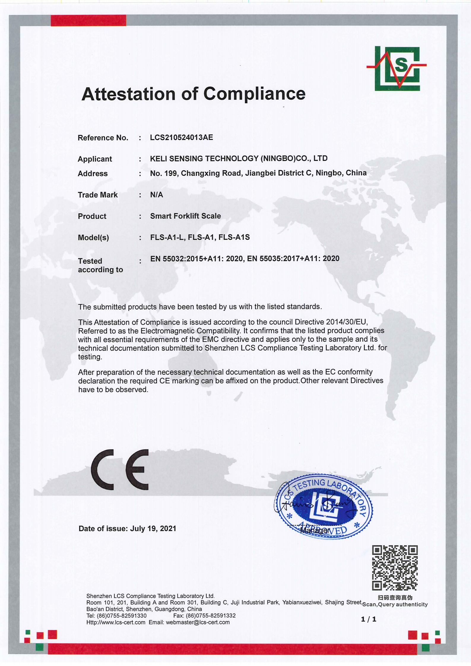 CE��֤ FLS-A1-L/FLS-A1/FLS-A1S���ܲ泵��