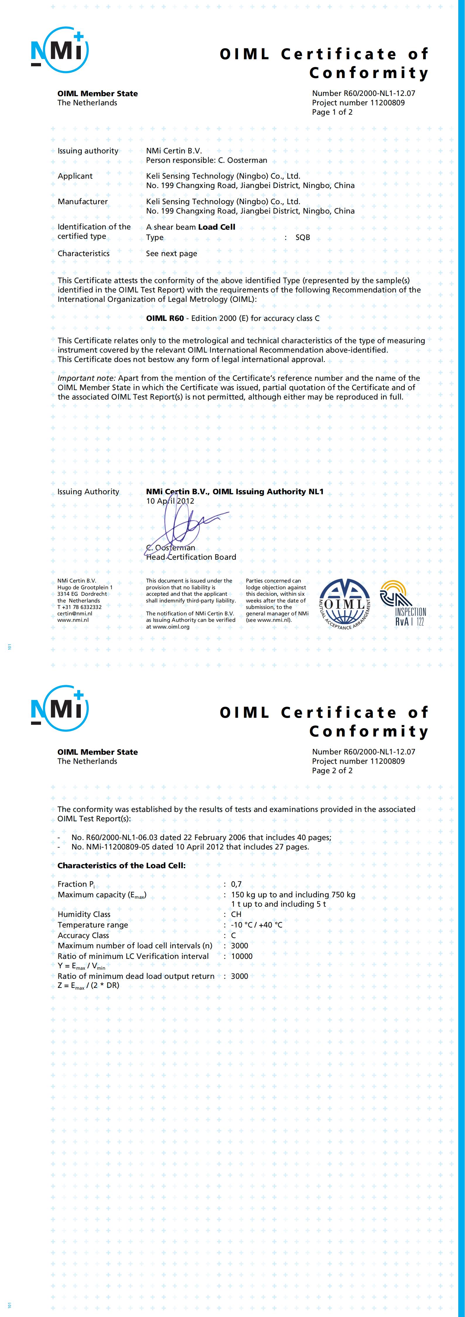 OIML-SQB��2.0mV��